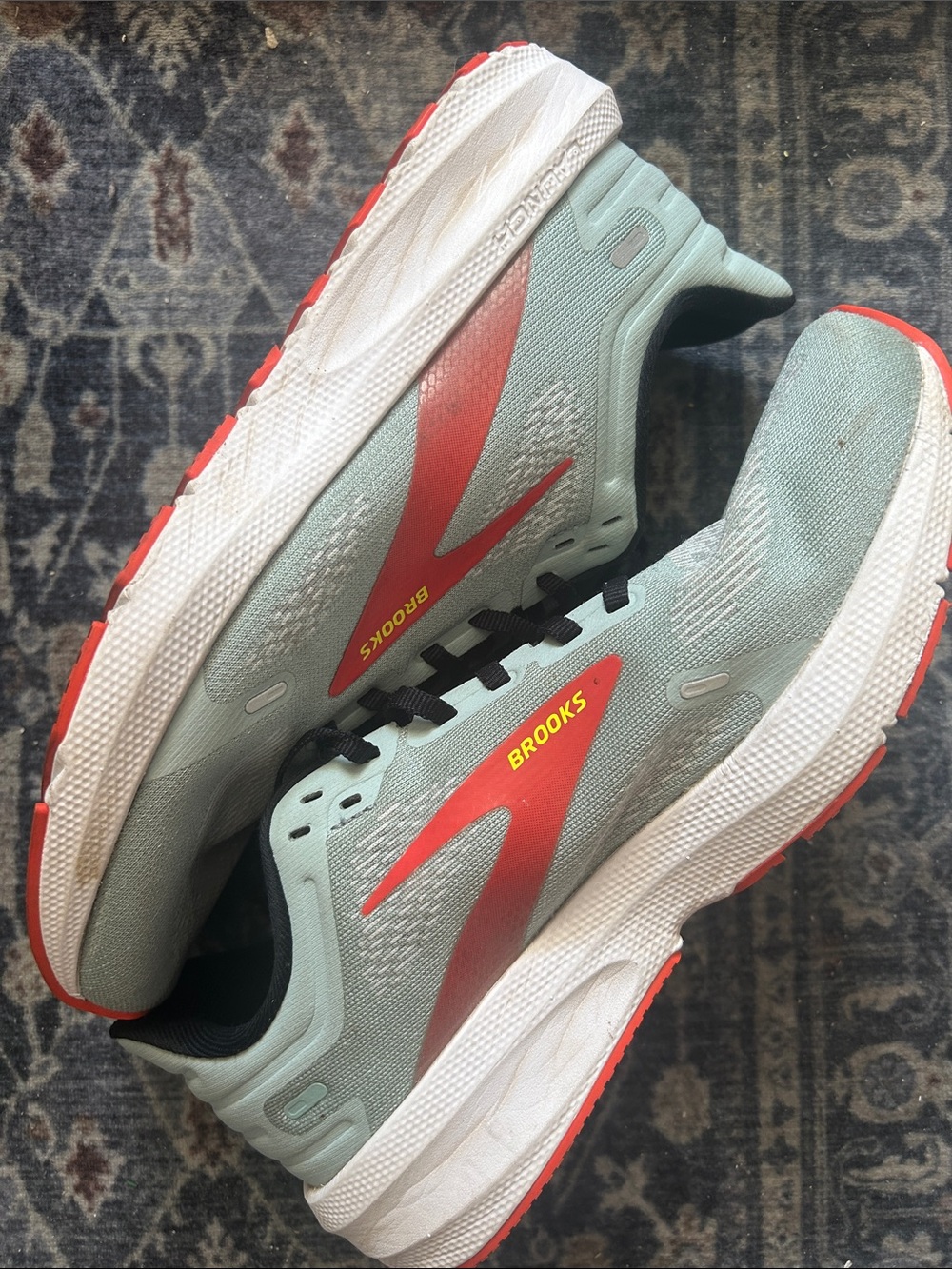 Brooks women’s Road Running Shoes - Light Gray with Red and Black Accents - Picture 2 of 4
